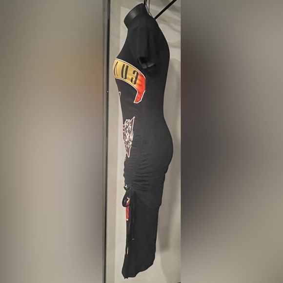 Black Guns N Roses Graphic Fitted Dress, Size Small - Picture 6 of 15